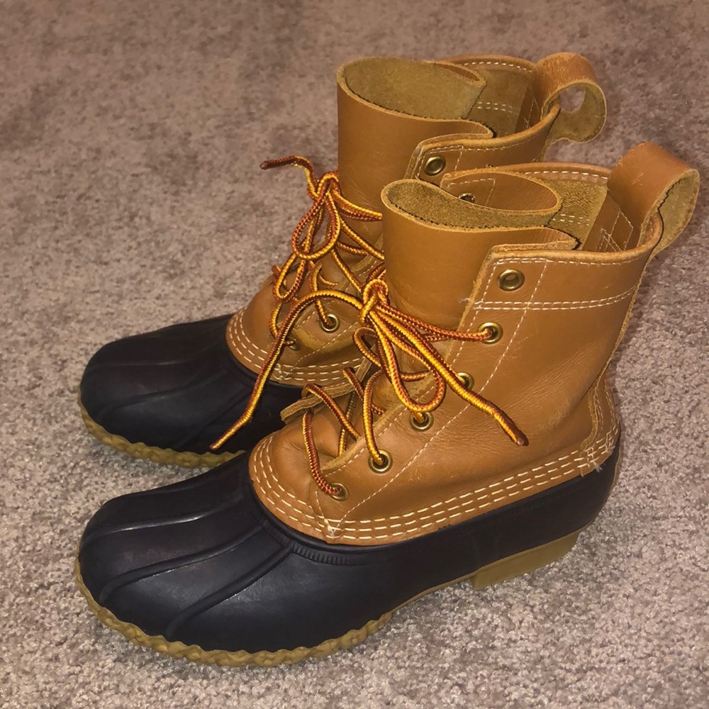L.L. Bean Boots, 8” Tan/Navy